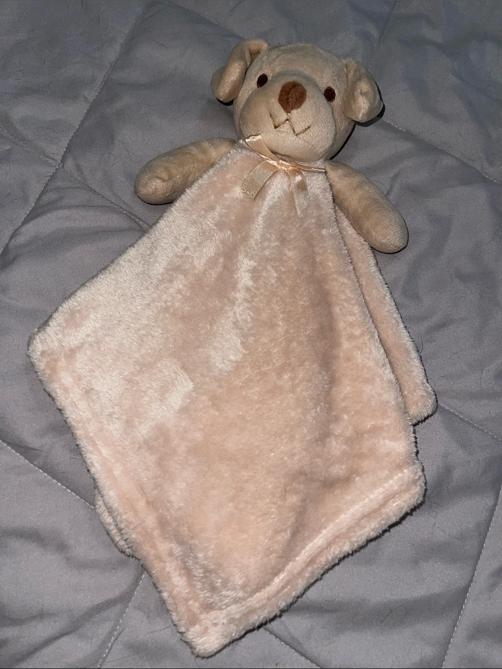 Plush Teddy Bear Lovey Security Blanket – Beige Soft Comfort Toy
